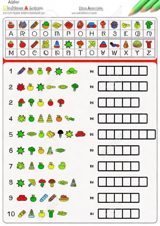 decode alphabet, Fill in the box. - Worksheet for education.