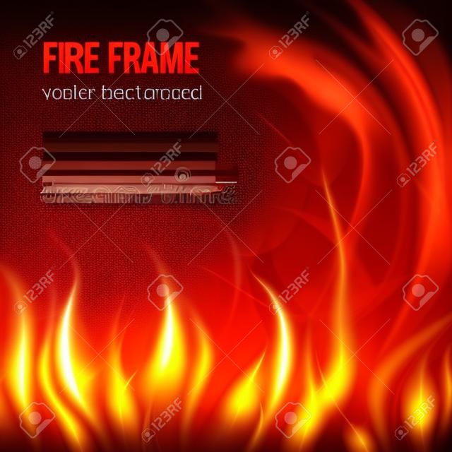 Absztrakt háttér tűz lángok keret és copyspace szöveg. Vektoros illusztráció. Tüzes tűz égett. Vector Fiery Háttér. Tábortűz. Átlátszó tűz láng