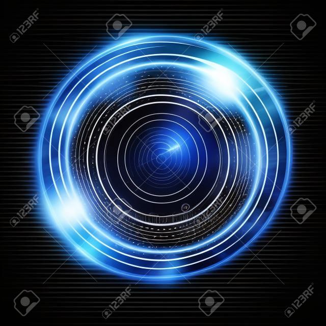 투명 배경에 벡터 조명 효과. 우주 소용돌이 또는 연기 반지 그림 빛나는.