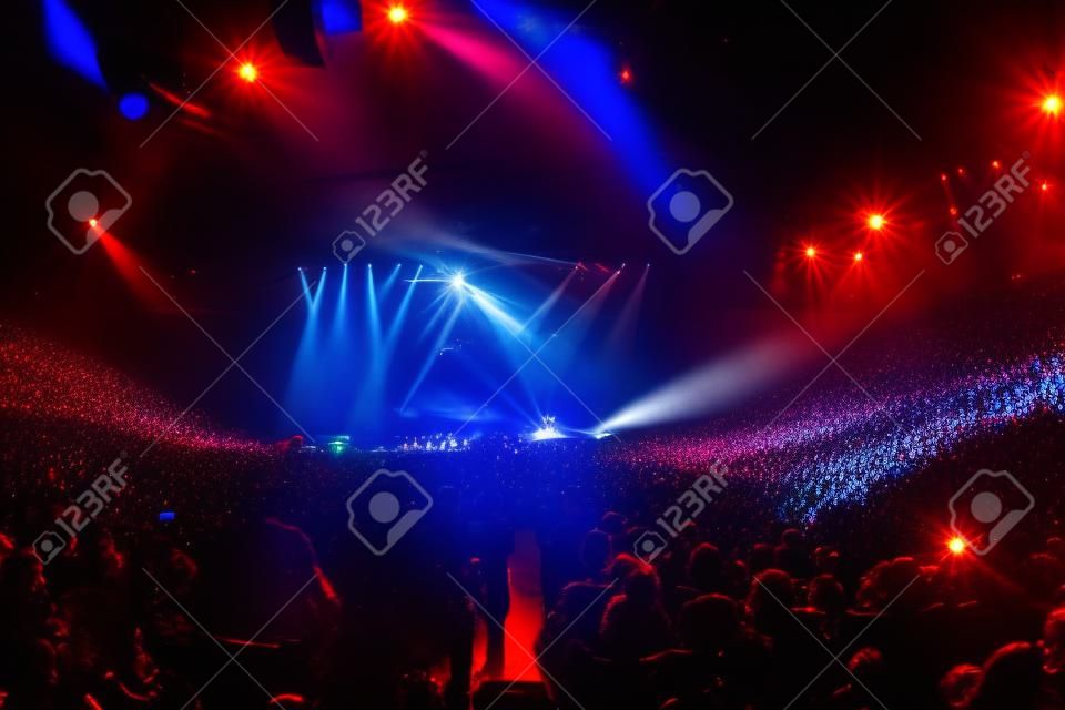 Big Live Music Concert en met Crowd en Lights