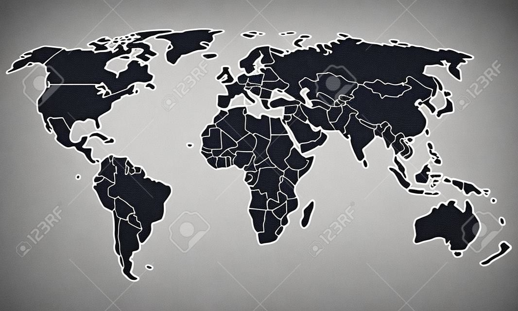 Zarys mapy politycznej świata z granicami na przezroczystym tle