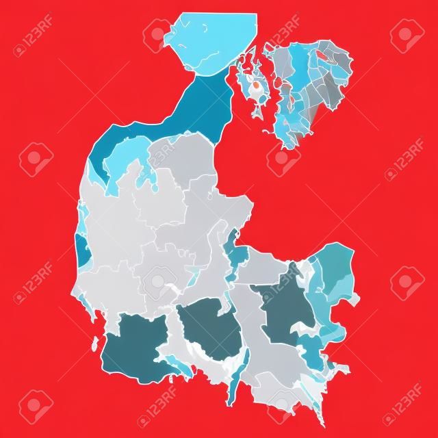 透明な背景上のデンマークのベクトルマップ