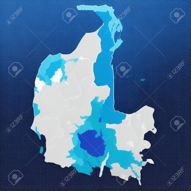 Mappa vettoriale della Danimarca su sfondo trasparente