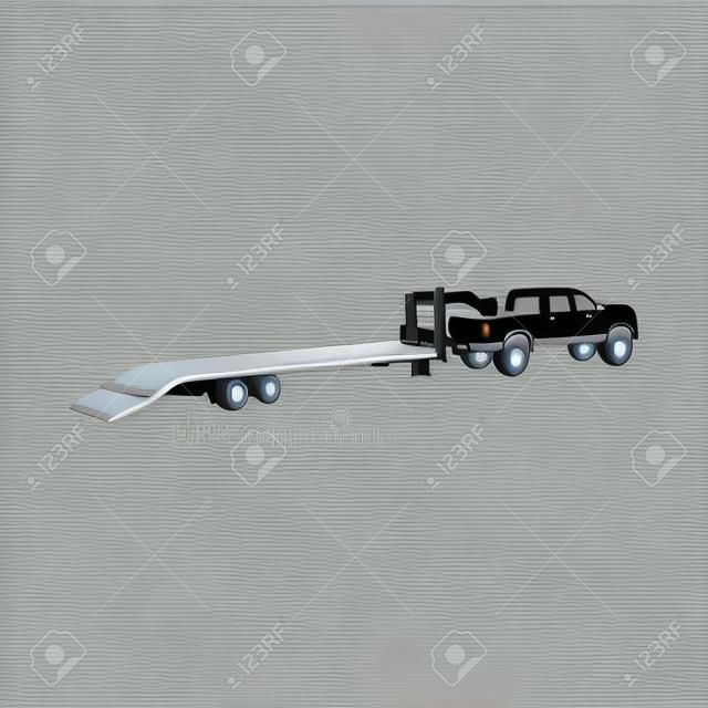 Double Cabin Trailer or pickup car truck with pull image graphic icon logo design abstract concept vector stock. Can be used as a symbol related to transportation or automotive