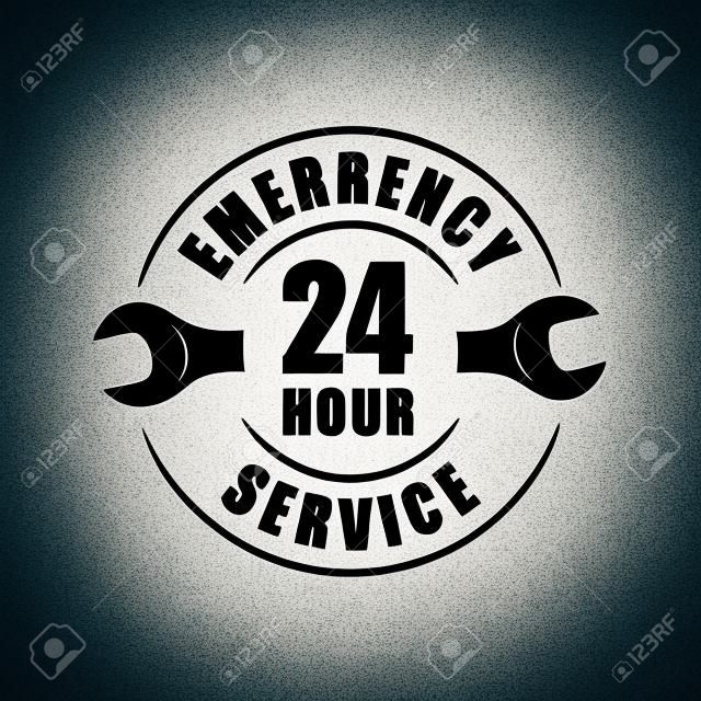 24-uurs nooddienst logo met moersleutel silhouet