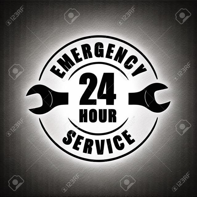 24 hour emergency service logo with wrench silhouette