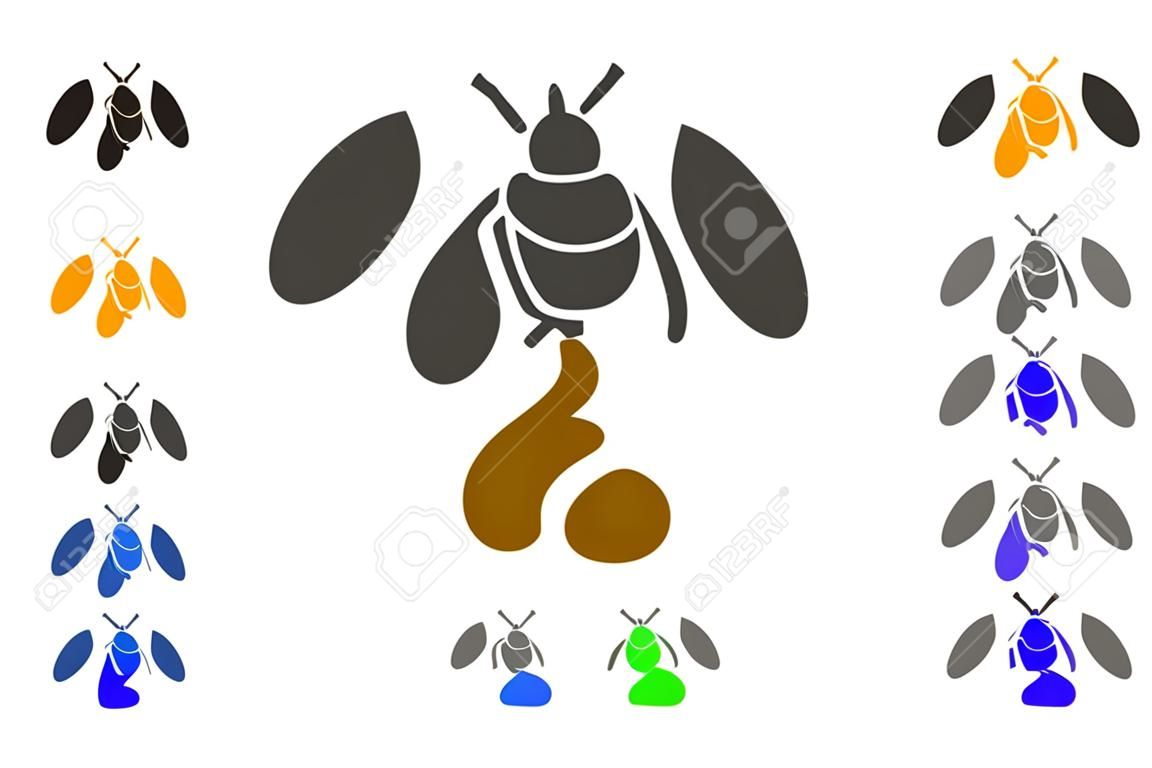 Ícone Fly Merda. O estilo da ilustração do vetor é um símbolo liso da merda da mosca icónica com variações cinzentas, amarelas, verdes, azuis, vermelhas, pretas da cor. Projetado para interfaces web e de software.
