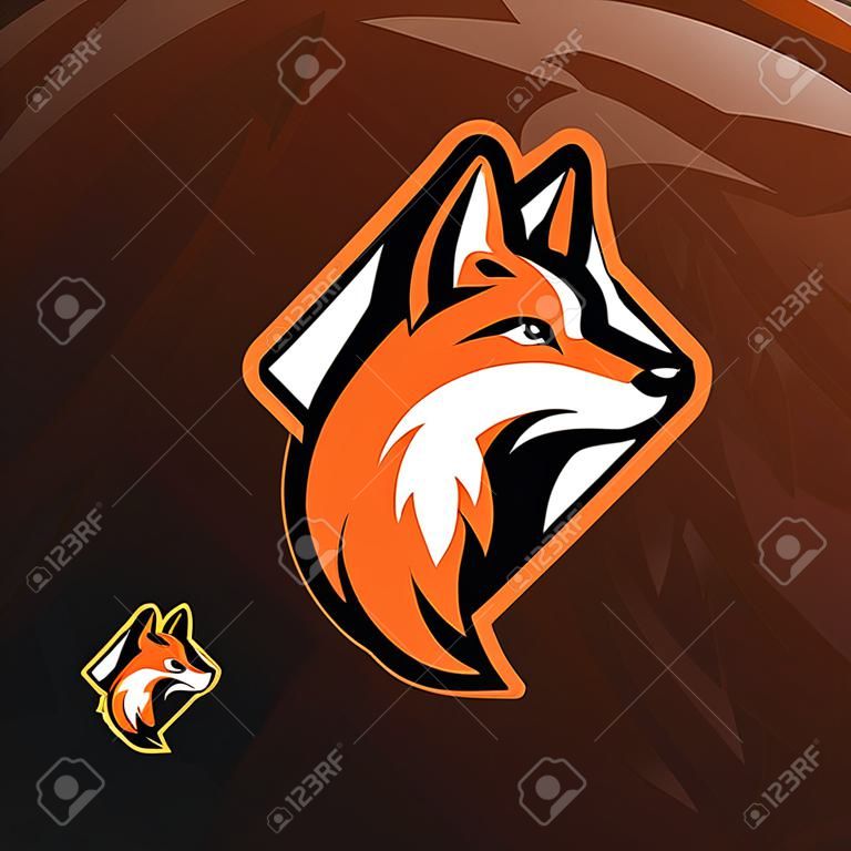 Fox logo maskotka projekt wektor z nowoczesnym i godłem stylu. ilustracja głowy lisa dla drużyny sportowej i koszulki z nadrukiem.