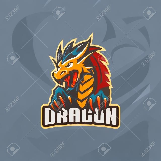 vecteur de conception de logo de mascotte de dragon avec un style de concept d'illustration moderne pour l'impression de badges, d'emblèmes et de t-shirts. illustration de dragon en colère pour l'équipe sportive.