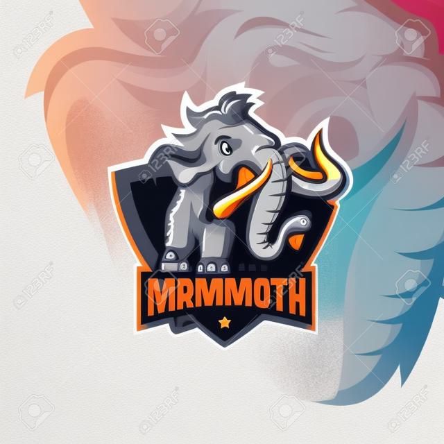 vecteur de conception de logo de mascotte d'éléphant mammouth avec un style de concept d'illustration moderne pour l'impression d'insignes, d'emblèmes et de t-shirts. illustration d'éléphant mammouth avec style de saut.