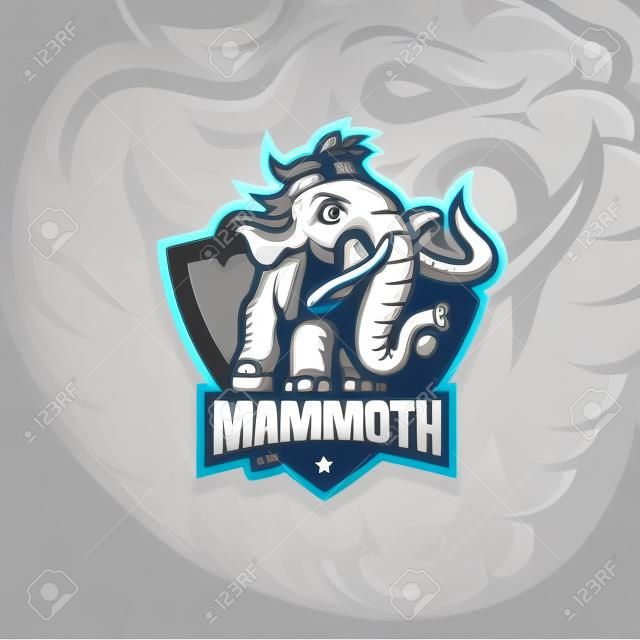 vecteur de conception de logo de mascotte d'éléphant mammouth avec un style de concept d'illustration moderne pour l'impression d'insignes, d'emblèmes et de t-shirts. illustration d'éléphant mammouth avec style de saut.