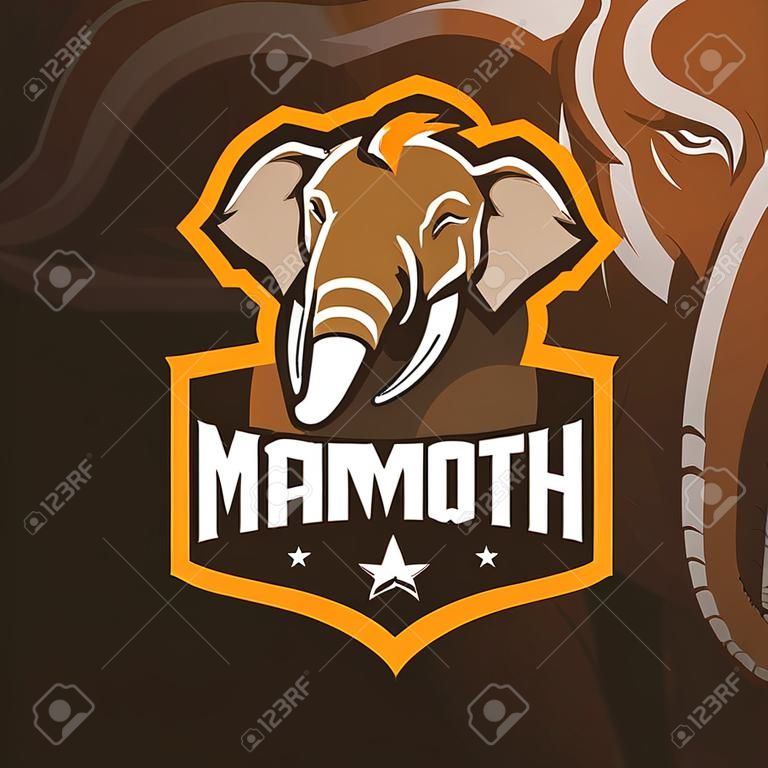 vettore di progettazione del logo della mascotte dell'elefante mammut con lo stile moderno del concetto di illustrazione per la stampa di badge, emblema e tshirt. illustrazione di elefante mammut con stile di salto.