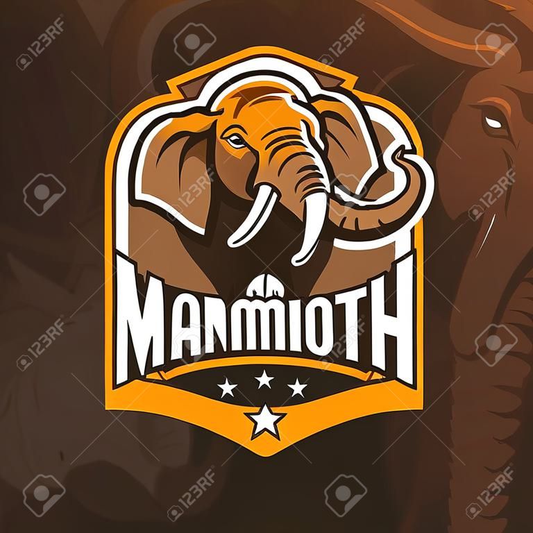 vettore di progettazione del logo della mascotte dell'elefante mammut con lo stile moderno del concetto di illustrazione per la stampa di badge, emblema e tshirt. illustrazione di elefante mammut con stile di salto.