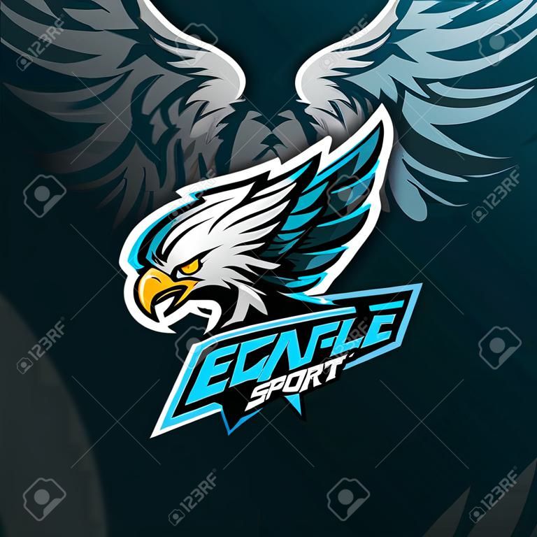 Vector de diseño de logotipo de mascota de águila con estilo de concepto de ilustración moderna para impresión de insignias, emblemas y camisetas. Ilustración de águila enojada para equipo deportivo.