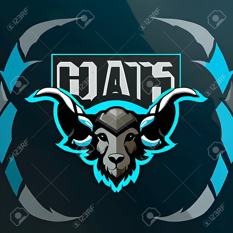 vector de diseño de logotipo de mascota de cabra con estilo moderno de concepto de ilustración para la impresión de insignias, emblemas y camisetas. Ilustración de cabeza de cabra para equipo deportivo.