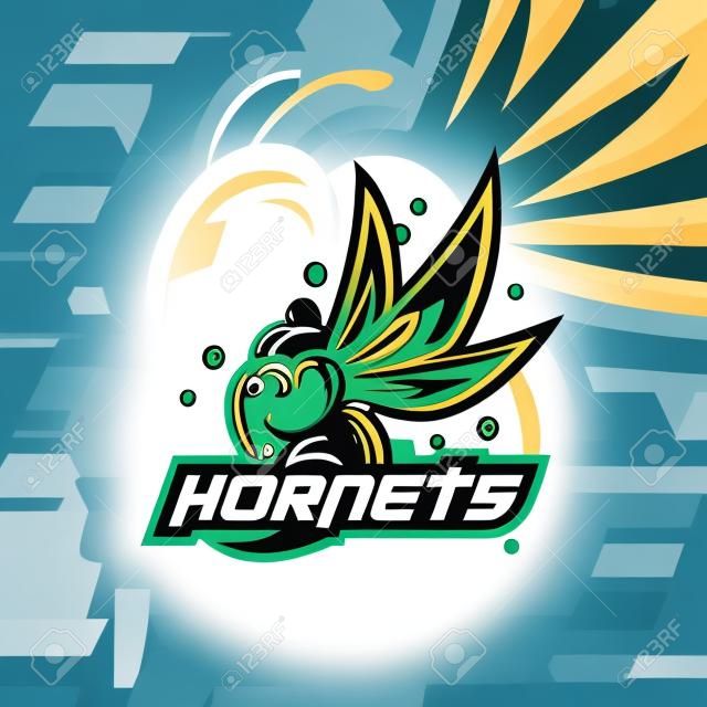 hornets mascot logo design vector with modern illustration concept style for badge, emblem and tshirt printing. angry hornets illustration for sport team.
