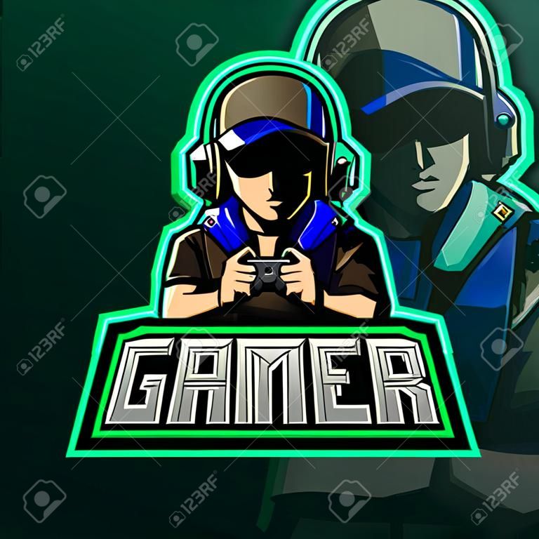 Gamer mascote design de logotipo