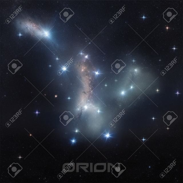 Costellazione di Orione, cacciatore, cielo stellato notturno