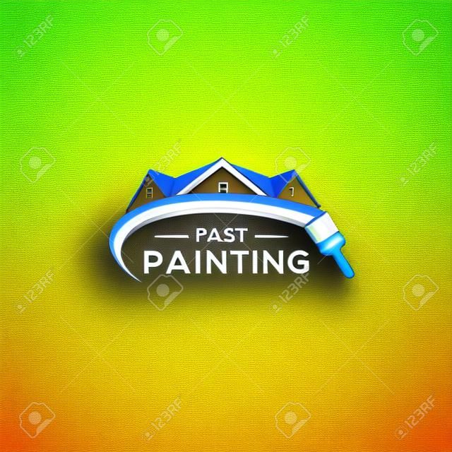 Huis verf logo ontwerp, Home schilderen service vector pictogram, bouw en kleurbedrijf logo.