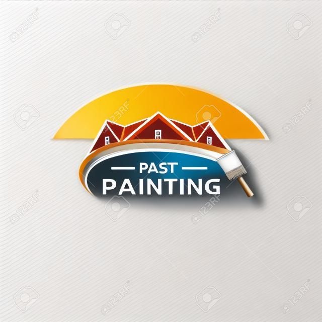 Дизайн логотипа краски дома, значок вектора службы покраски дома, строительство и раскраска логотипа компании.