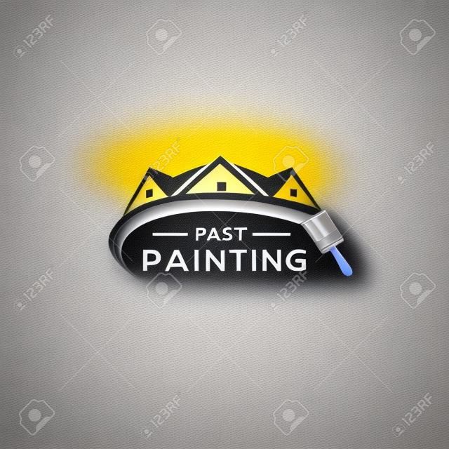 Disegno di marchio di vernice della casa, icona di vettore di servizio di pittura domestica, costruzione e colorazione logo aziendale.