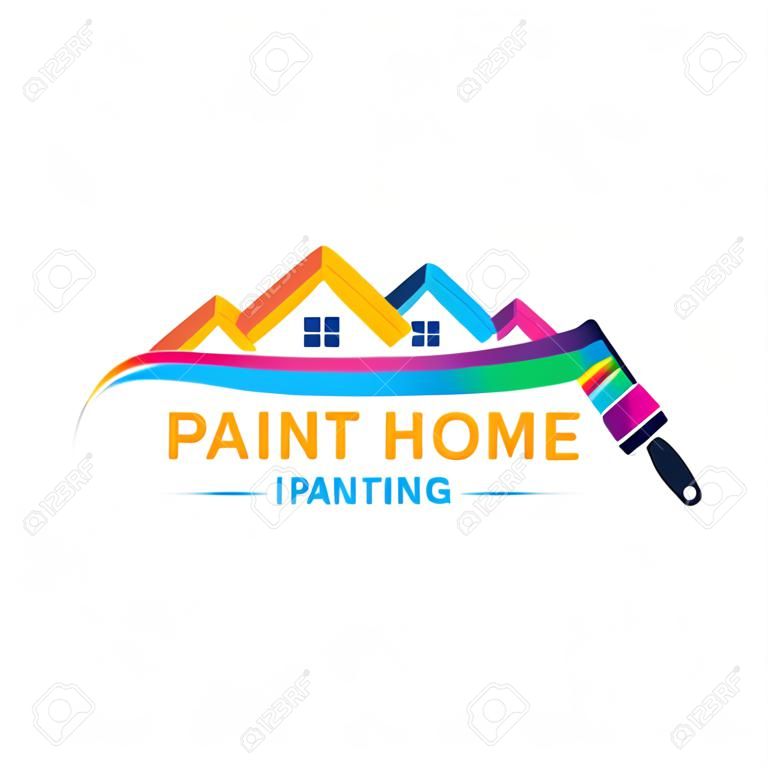 Schilder thuis teken pictogram. Schildergereedschap symbool. regenboog kleur thuis illustratie.