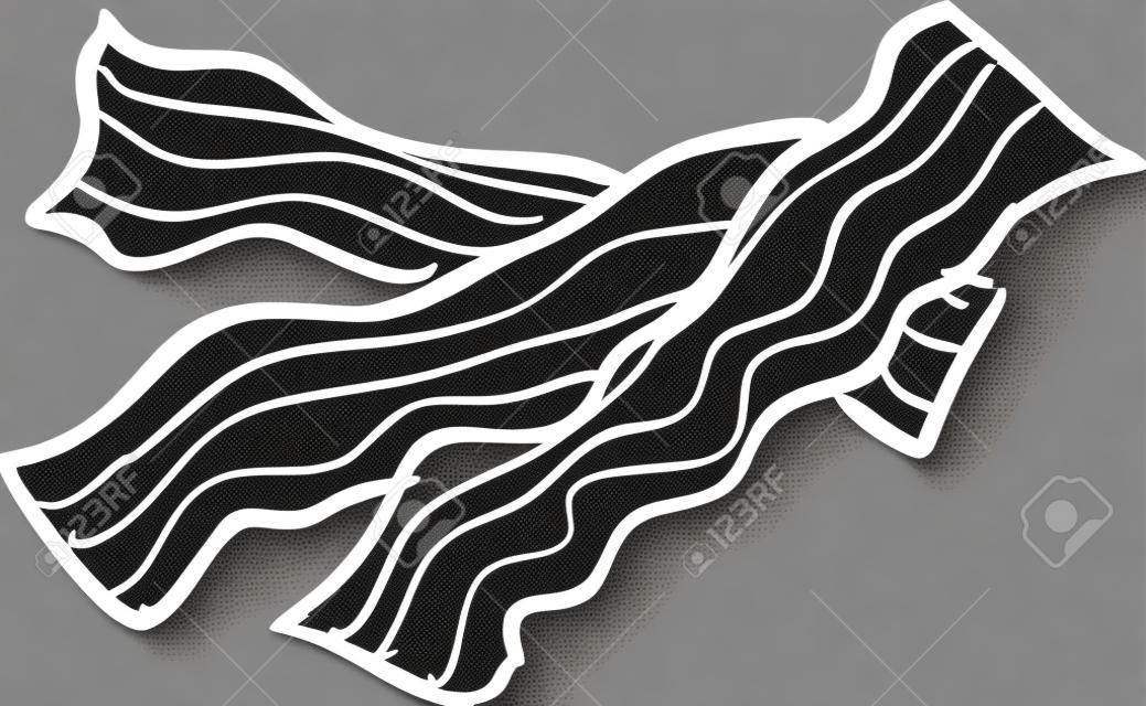 Ilustracji wektorowych smażony boczek doodle w czerni i bieli