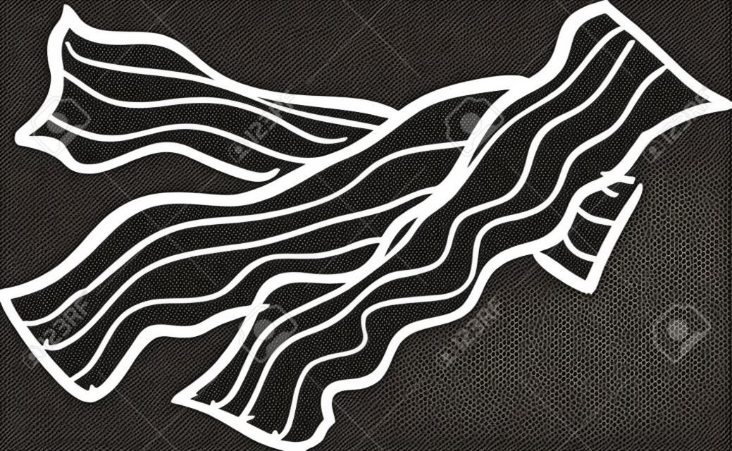 Ilustracji wektorowych smażony boczek doodle w czerni i bieli