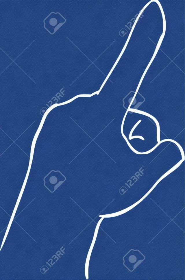 Vector illustration of a hand with index finger pointing up, simple doodle sketch