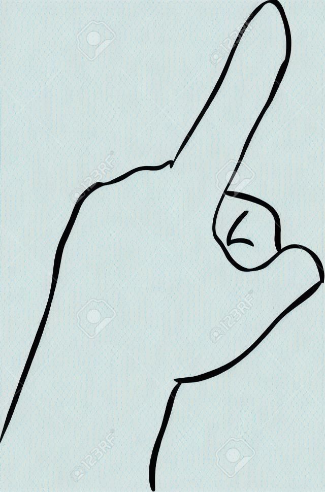 Vector illustration of a hand with index finger pointing up, simple doodle sketch