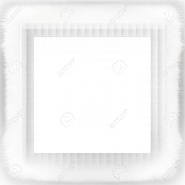 Witte bont frame achtergrond met lege ruimte. Fluffy vector frame.
