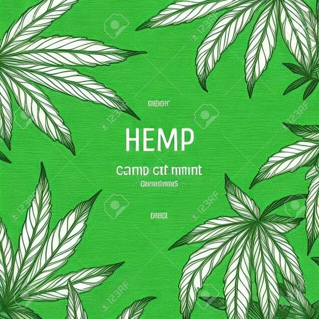 Hand drawn hemp background. Cannabis leaf.