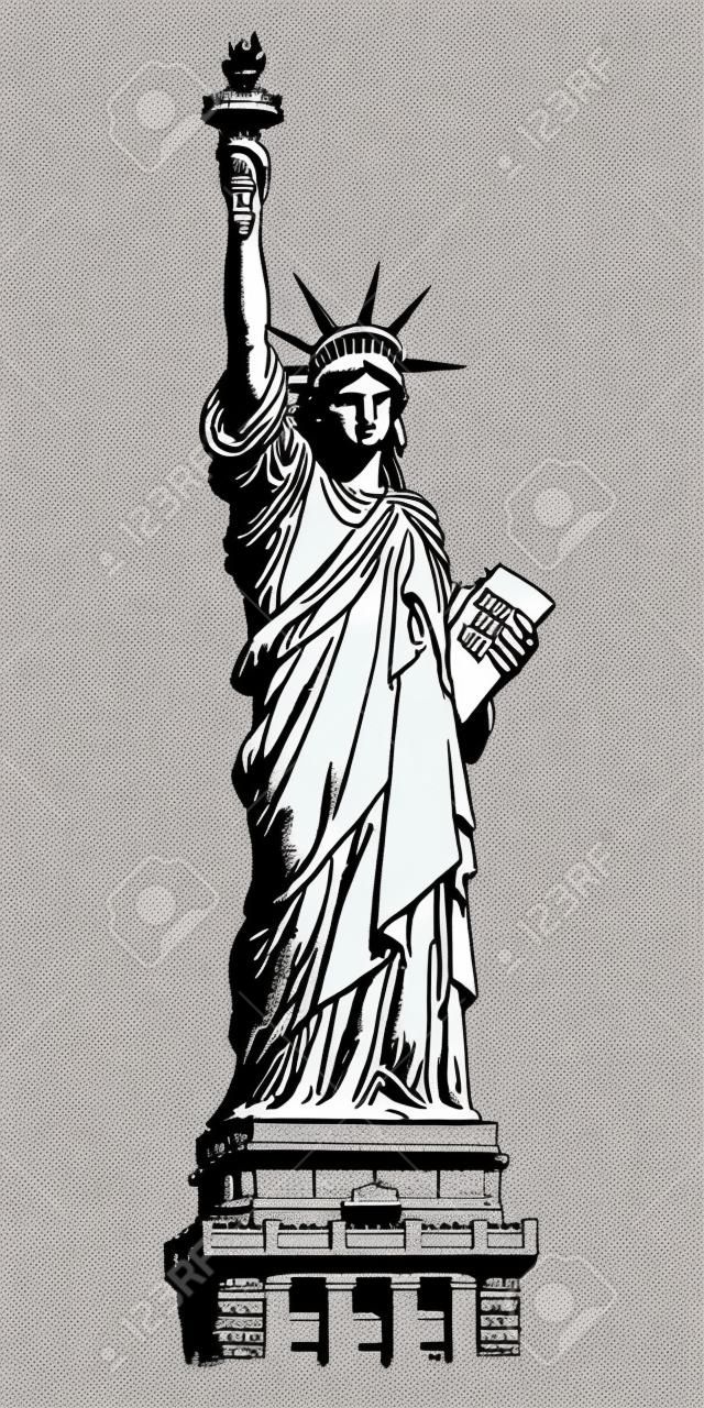 Estátua da liberdade, ilustração vetorial desenhada à mão.