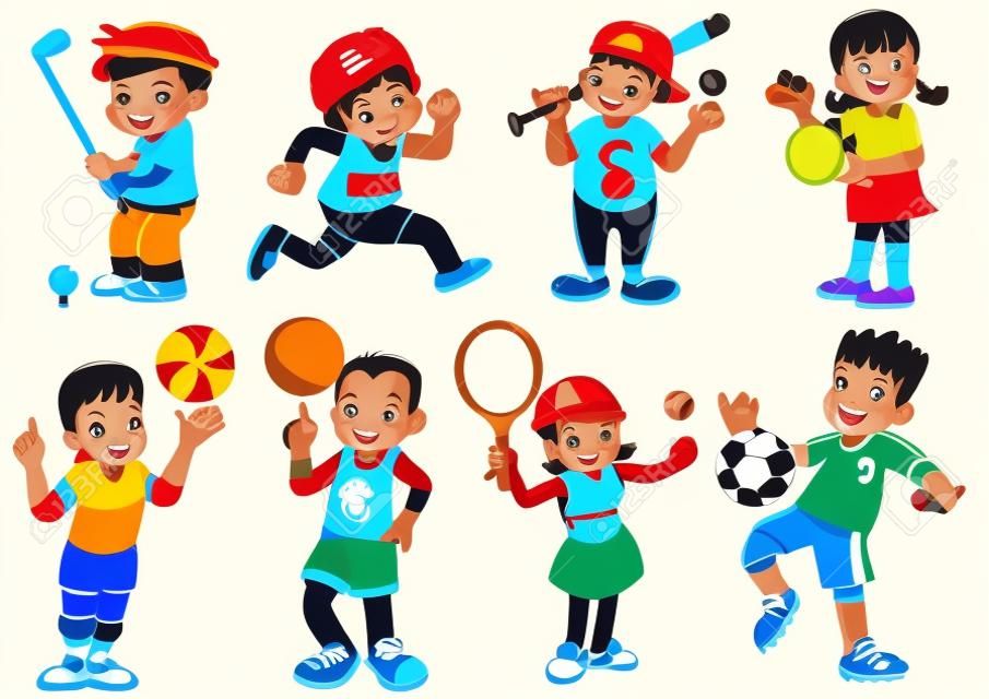illustration of children playing different sports   