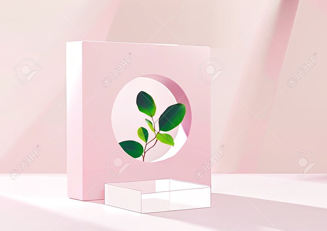 Cylinder abstract minimal scene with geometric platform. Summer background vector 3d rendering with podium. stand to show cosmetic products. Stage showcase on pedestal modern 3d studio pink pastel