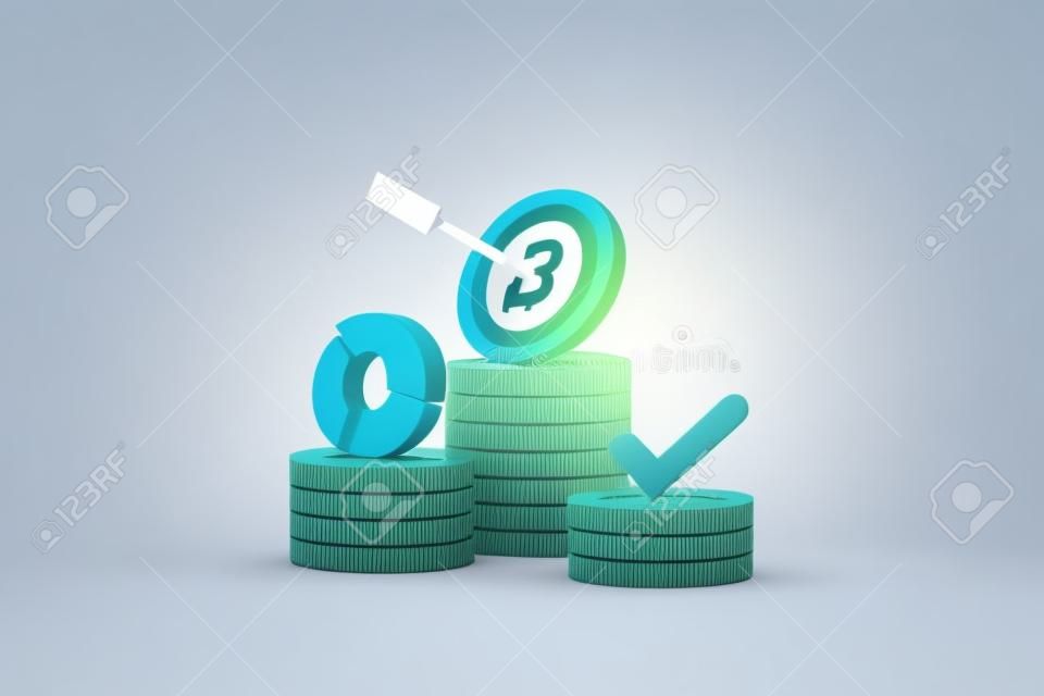 3d leadership for successful new idea. Excellent investing business graph on background. investment creative solution with money coin and graph concept. 3d money vector icon render illustration