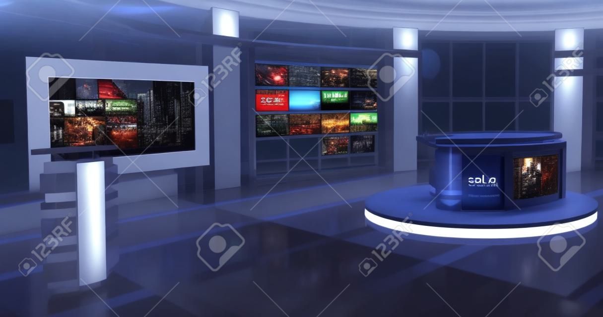 Virtual Set Tv News 27 virtuelle Sets, die für jede moderne Show für TV-Kanäle benötigt werden. Detaillierte Zeichnungen und Pläne modelliert virtuelle Studio-Set in der Real-World Scala Dieser Hintergrund ist ideal für den Einsatz in einem Nachrichtenprogramm.