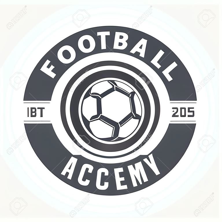 Weinlese-Fußball oder Football-Logo, Emblem, Abzeichen. Vektor-Illustration
