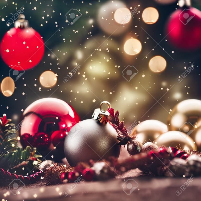 Vrolijke kerstmisachtergrond met ornamenten