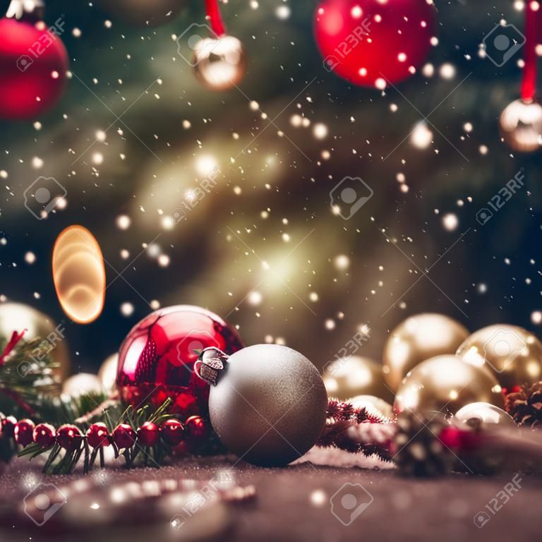 Vrolijke kerstmisachtergrond met ornamenten