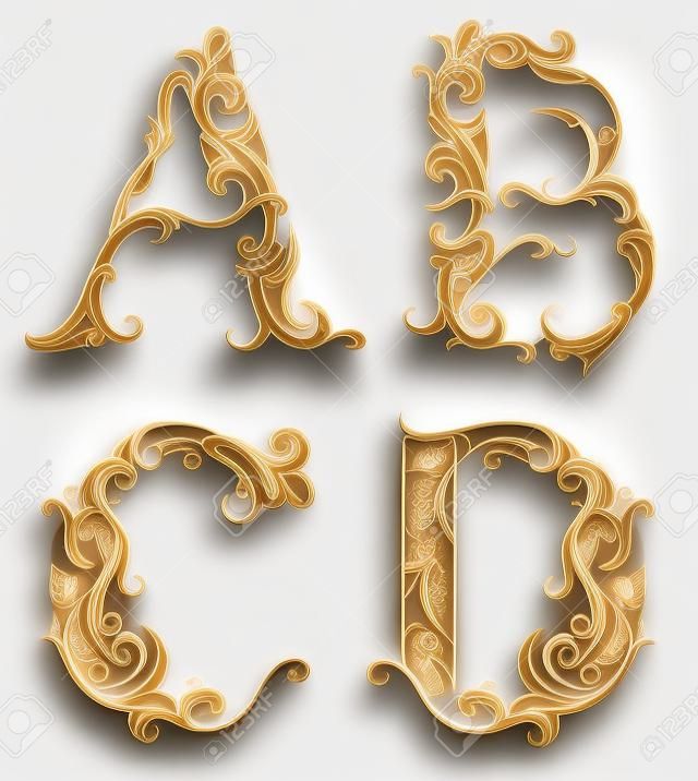 Reihe von dekorativen Form des Buchstaben auf weißem