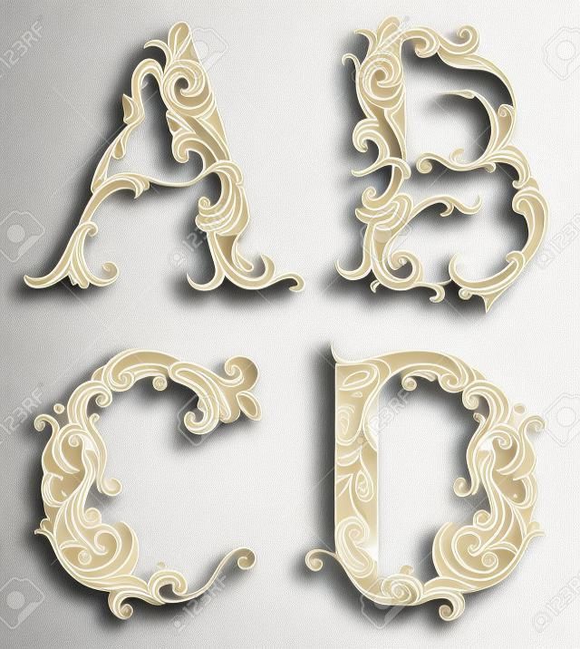 Jeu de forme décorative lettre isolé sur blanc