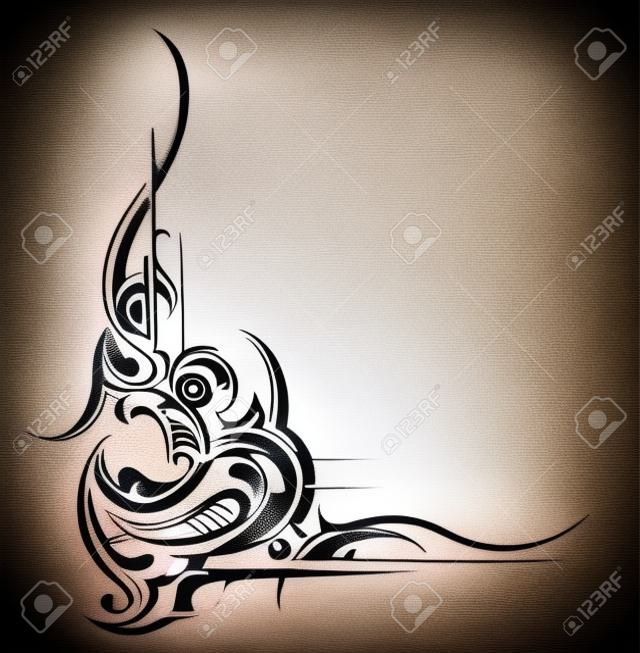 Decorative tribal art tattoo isolated on white
