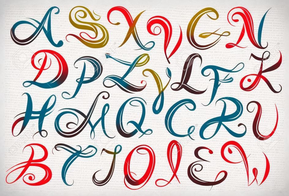 Handgeschreven letters lettertype met kalligrafische schetsen als verslaving op aparte laag