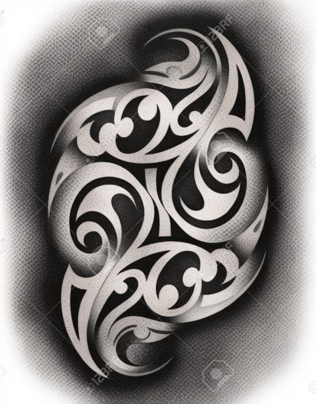 Maori Tattoo. Ethnische Verzierung mit traditionellen polynesischen Motiven