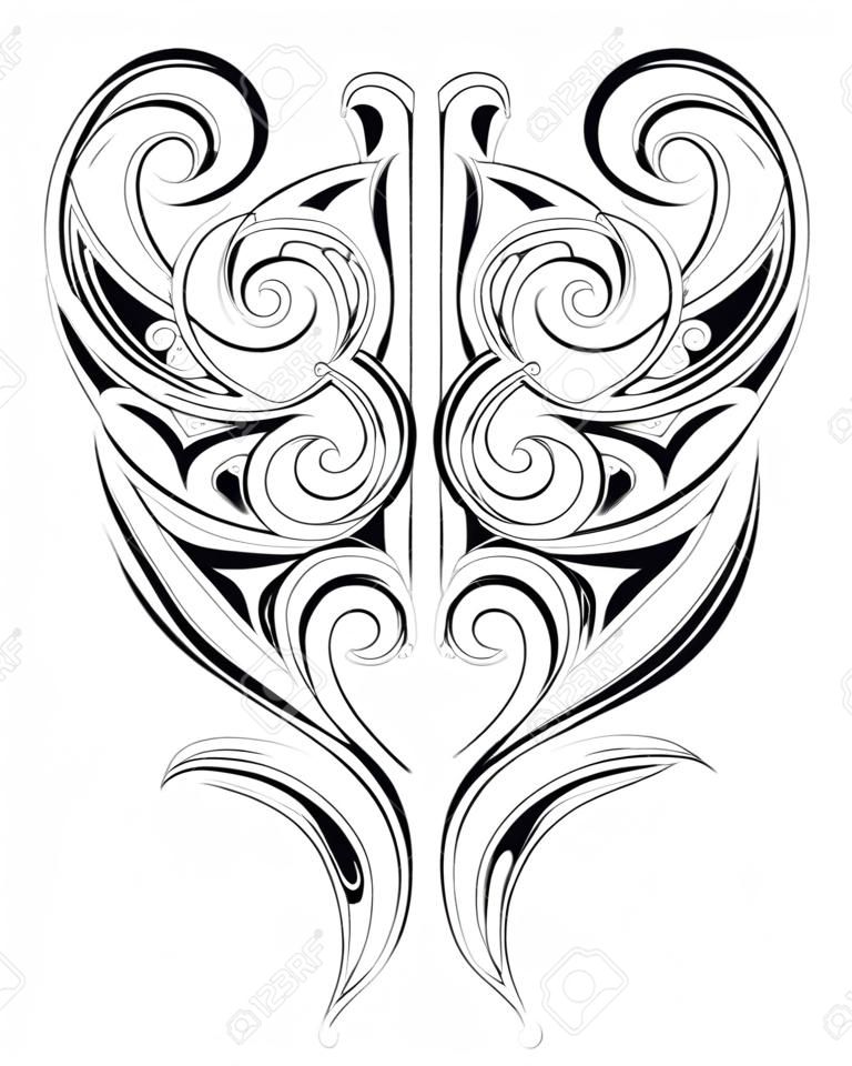 带有毛利人风格元素的装饰纹身图案