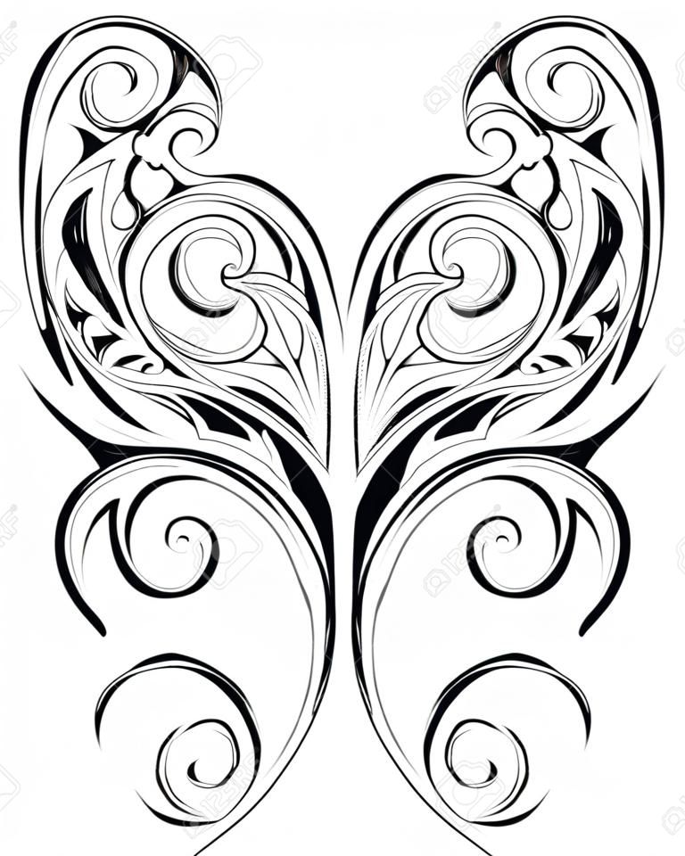 Dekoracyjne tatuaż kształt z elementami stylu etnicznych Maorysów