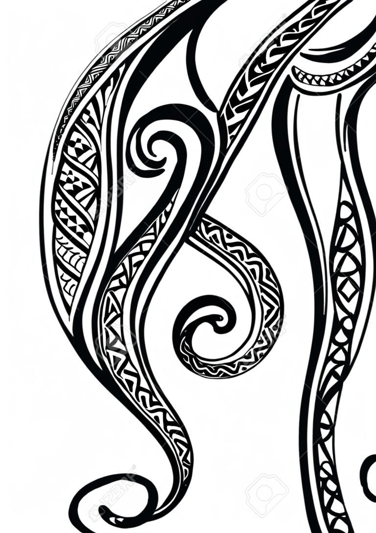 Octopus tattoo with Maori style tribal ornaments