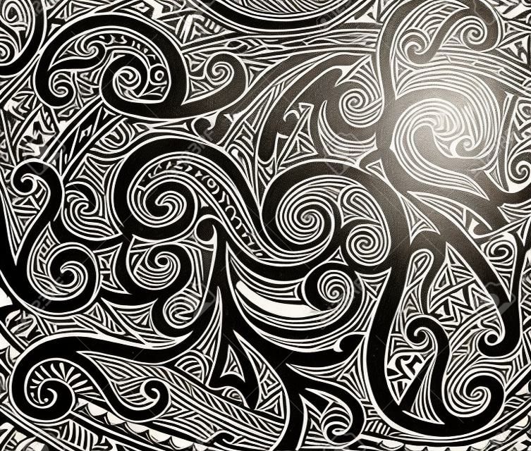 Polynesische traditionele etnische stijl ornament met verschillende aboriginal tekentechnieken