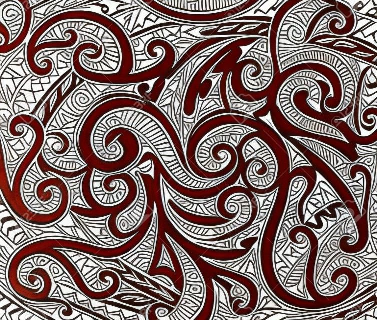 Polynesische traditionele etnische stijl ornament met verschillende aboriginal tekentechnieken